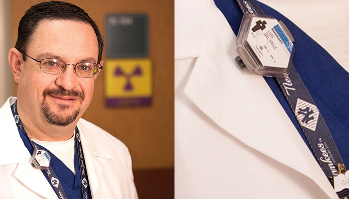 Radiology Technologist wearing a dosimetry badge