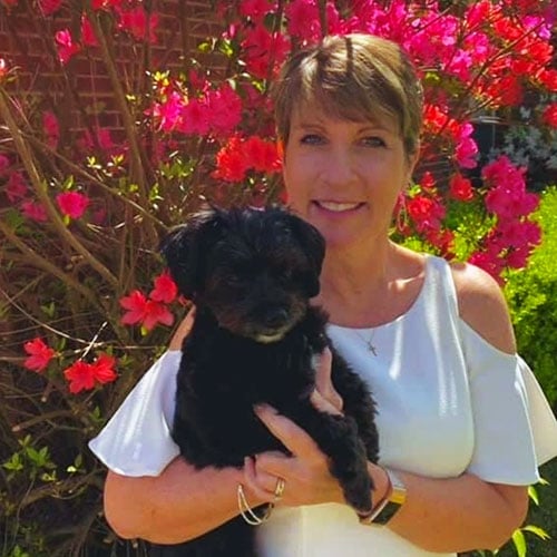 Nancy Fagan and her dog, Loki