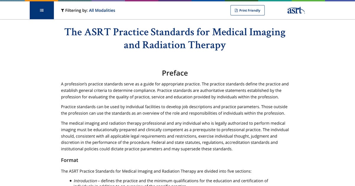 The ASRT Practice Standards for Medical Imaging and Radiation Therapy